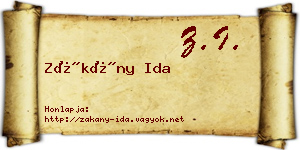 Zákány Ida névjegykártya
